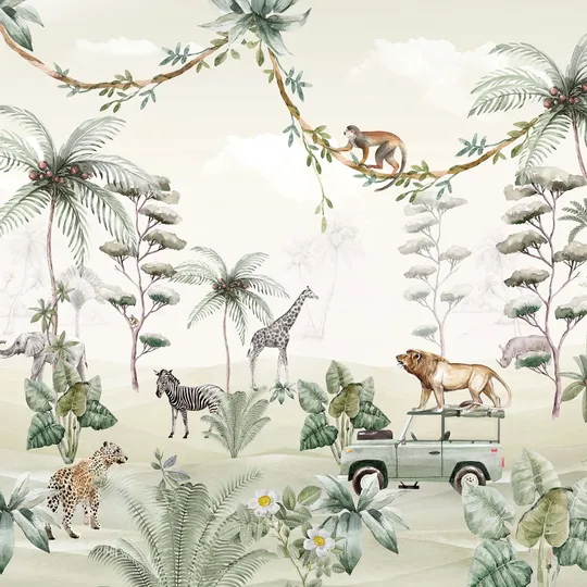 Creativ Lab Vliestapete – Safari-Tour – 292,2 x 280 cm