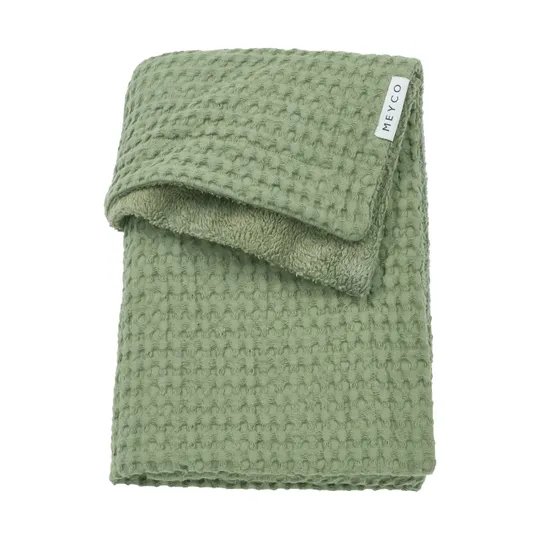 Meyco Waffel Teddy Kinderbettdecke - 100 x 150 cm - Olive Green