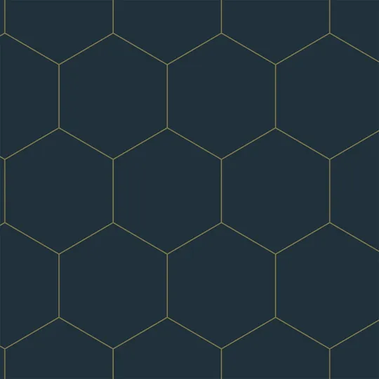 Estahome Hexagon Tapete - 0,53 x 10,05 m - Dunkelblau / Gold