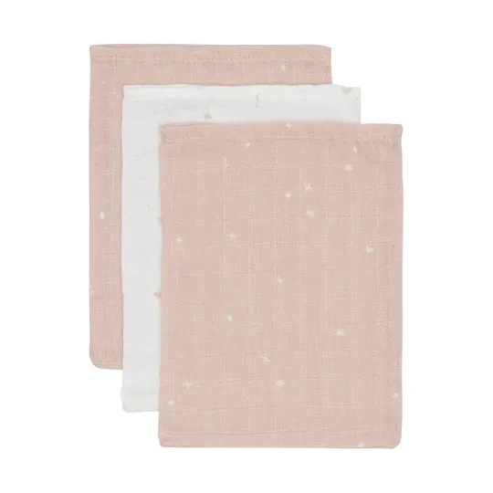 Jollein Twinkling Waschlappen - 3 Pack - 15 x 20 cm - Hydrophil - Wild Rose