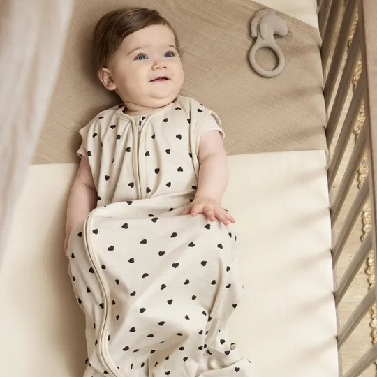 Meyco Baby Sommerschlafsack - Sweet Heart - 110 cm - Soft Sand/Black