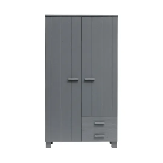 Woood Dennis Kleiderschrank + Schubladen Steel Grey 2-türig