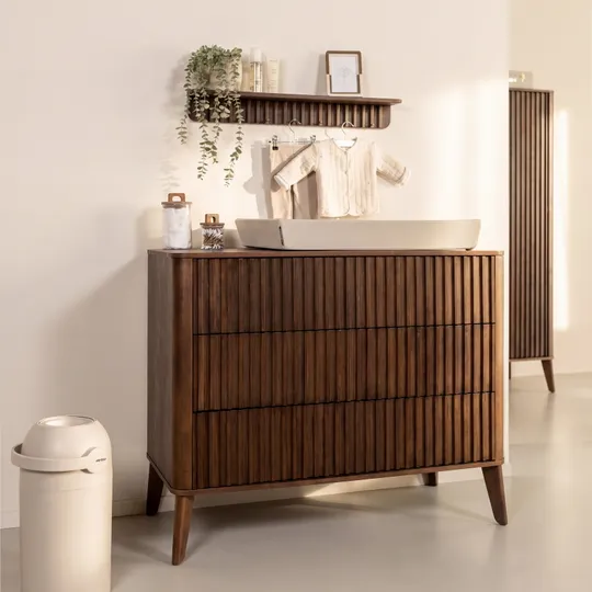 Kidsmill Tune Kommode - mit Latten - Walnuss