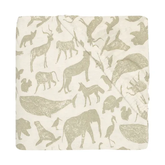 Jollein Jersey Animals Spannbettlaken - 40 / 50 x 80 / 90 cm - Olive Green