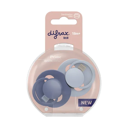 Difrax Dynamic Lovi Prime Schnuller – 18 Monate+ – 2 Stück - Baby Blue/ Blue