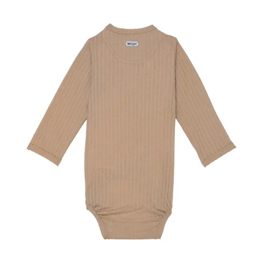 Lodger Seersucker Wickelbody - Langarm - Gr. 62 - Beige