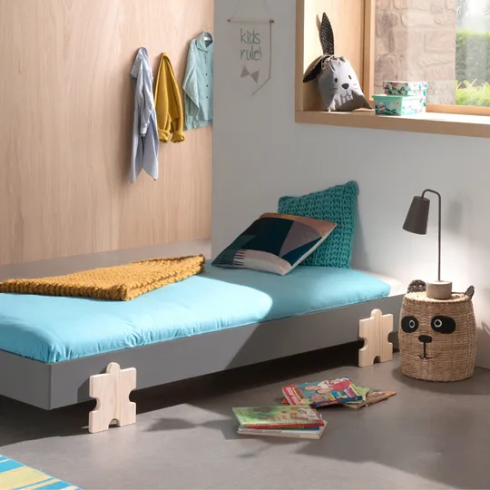 Vipack Modulo Bett 90 x 200 cm Puzzle Grau