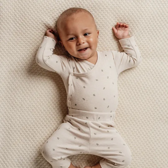 Little Dutch Newborn NOOS Little Farm Babybody - Wickel Langarm Gr. 74 - Green Leaves