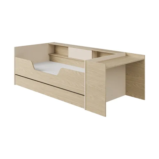 Gami BAYA Bett mit Schreibtisch – 90 x 200 cm – Natur
