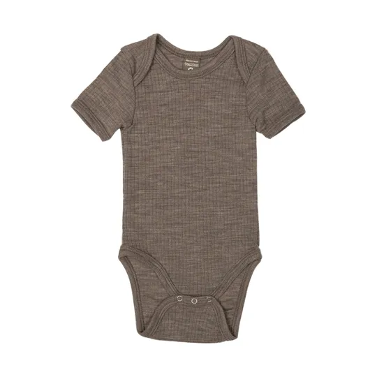Smallstuff Babybody Kurzarm - Größe 56 - Merinowolle - Natur Melange