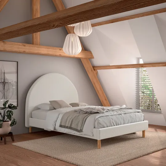 Vipack Moon Bed – 140 x 200 cm – Bouclé-Weiß