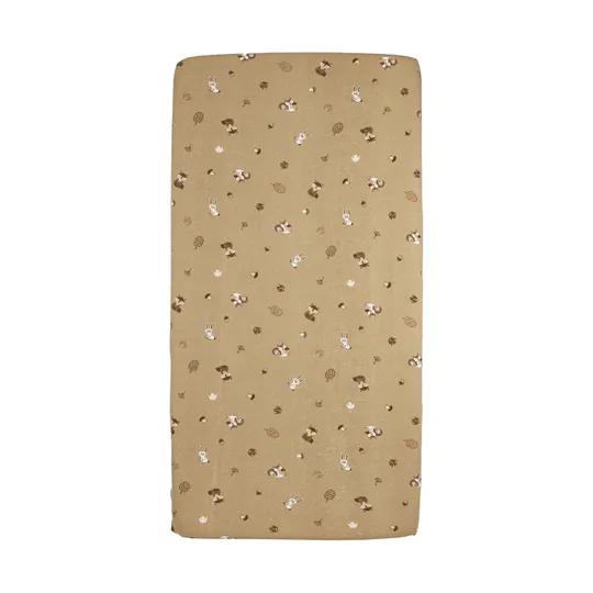Meyco Spannbettlaken Print - Jersey - Forest Animals - Sand - 40 x 80/90 cm