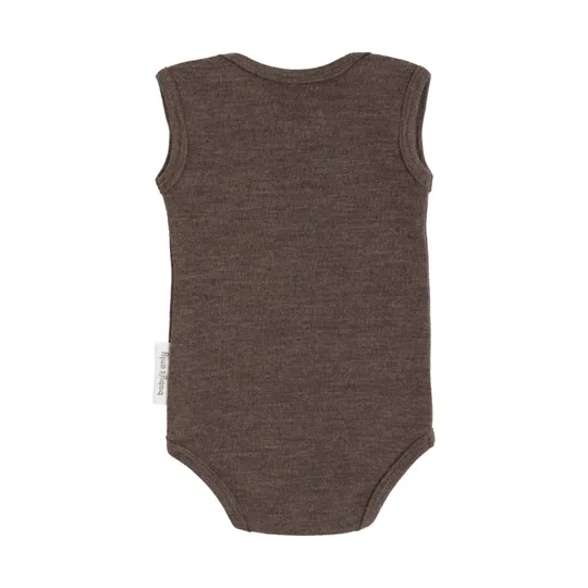 Baby's Only Babybody Ärmellos - Merino Fine Meadow - Größe 56 - Taupe