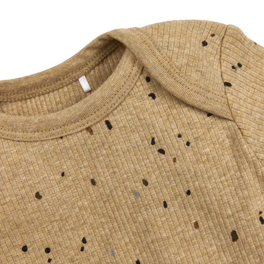 Meyco Baby Pyjama Rib - Mini Spot Toffee Melange - Größe 50/56