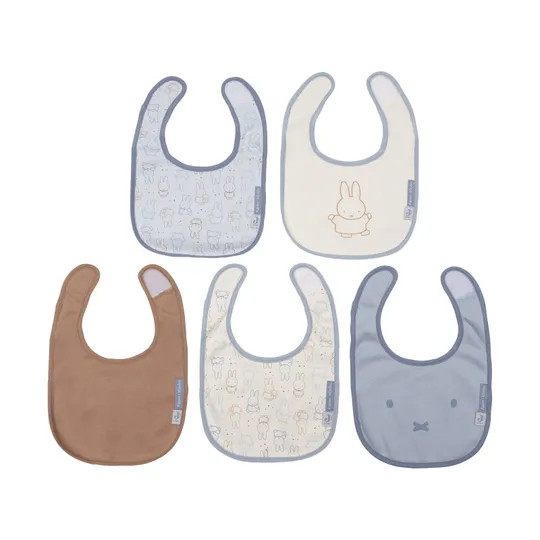 JollJollein Wasserdichte Jersey-Lätzchen – Miffy Moments – 5er-Pack - Cloudy Blue