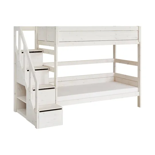 LIFETIME Kidsrooms Stockbett mit Treppenschrank Deluxe Whitewash
