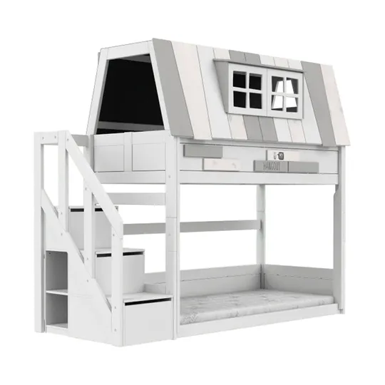 LIFETIME Kidsroom Etagenbett mit Treppenschrank – Premium Lattenrost