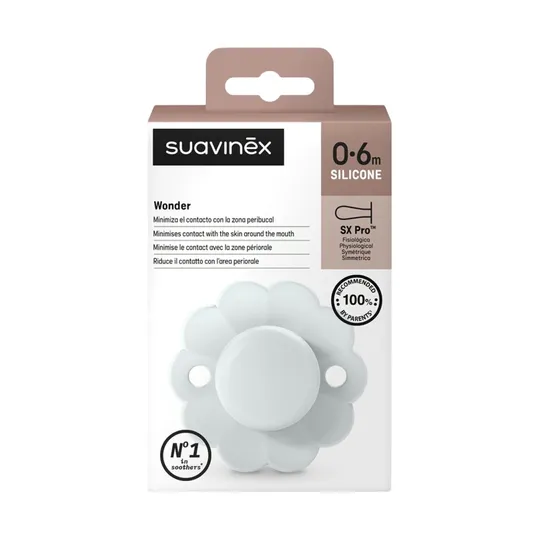 Suavinex Schnuller - SX Pro - Wonder - 0-6 Monate - Silikon - Illusion Blue