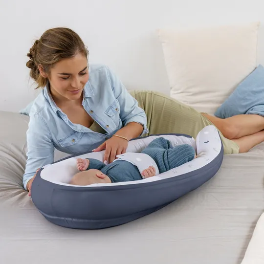 Doomoo Cocoon Moon Babynestchen Blue / Grey