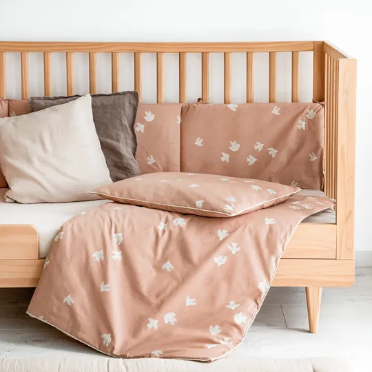 Julius Zöllner Bio-Bettwäsche-Set Birdy – Rosa – 100/135 + 40/60 cm