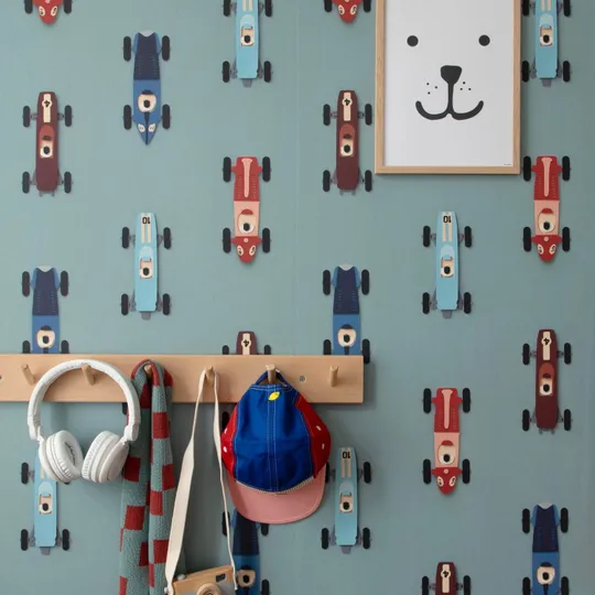 Studio Ditte Rennauto Tapete - Blau