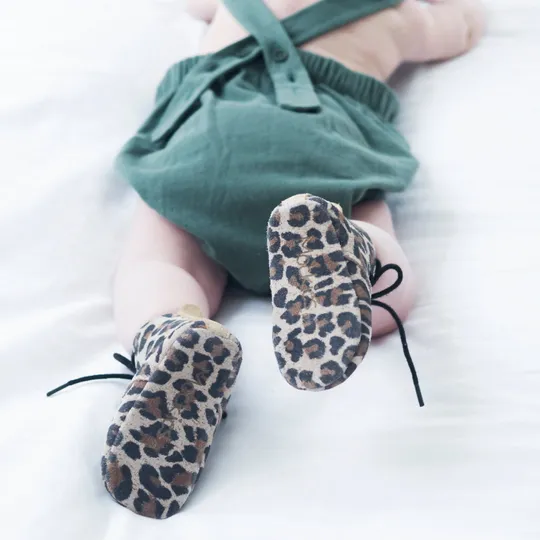 Mavies Classic Babyschuhe Leopard/Gold, Gr. S