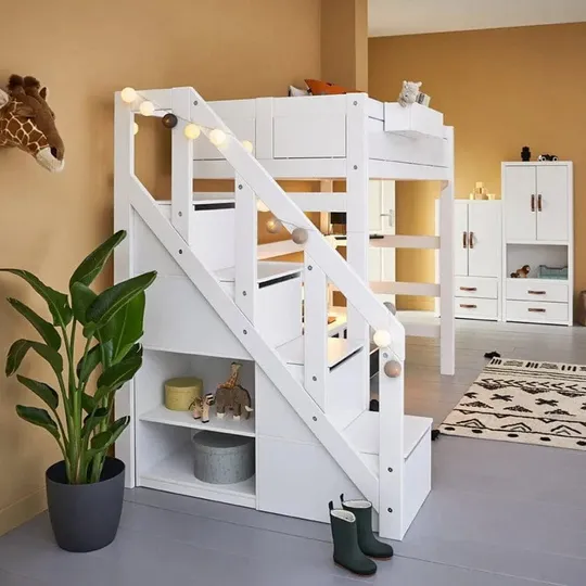 LIFETIME Kidsrooms Hochbett mit Treppenschrank – Premium