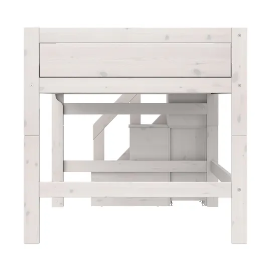 Life Time Deluxe Halbhochbett - White Wash - 120 cm - Mit Treppenschrank