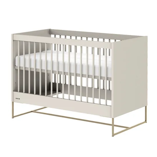 Kidsmill Intense II Babyzimmer Oatmeal / Patinated Brass | Babybett 60 x 120 cm + Kommode + Schrank 2-türig