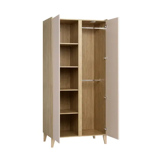 Vox Muve 2-türiger Kleiderschrank Eiche – Sand Beige