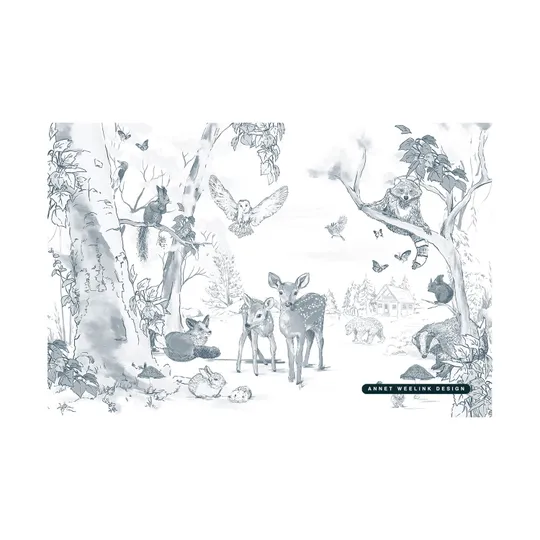 Annet Weelink Design Magical Forest Matte Tapete - 400 x 280 cm - Soft Teal