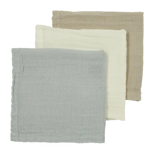Meyco Mundtücher- 3 Stück - Uni - Offwhite/Light Grey/Toffee