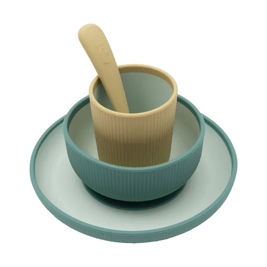 Jollein Kindergeschirrset - Silikon - Jade Shades