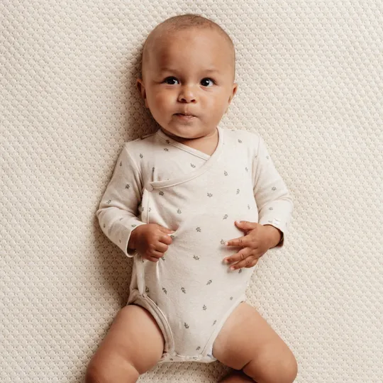 Little Dutch Newborn NOOS Little Farm Babybody - Wickel Langarm Gr. 50 - Green Leaves