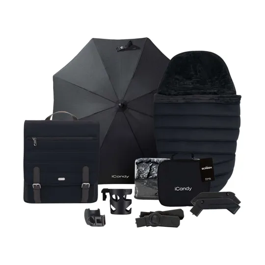 ICandy Peach 7 Geschwisterwagen - Essential Bundle - Black