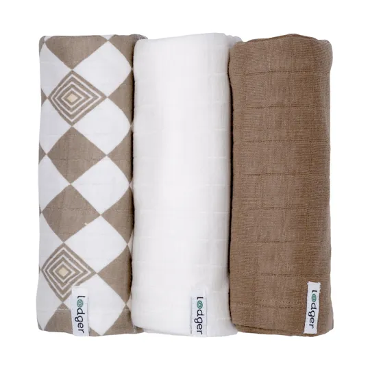 Lodger Swaddler – 3-teilig – 70 x 70 cm – Matcha Buffalo
