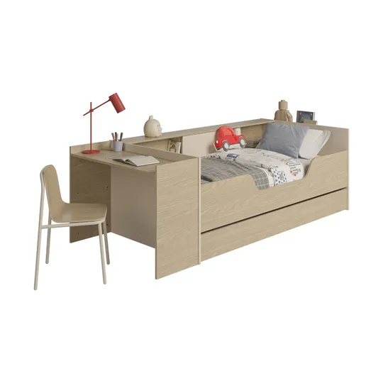 Gami BAYA Bett mit Schreibtisch – 90 x 200 cm – Natur