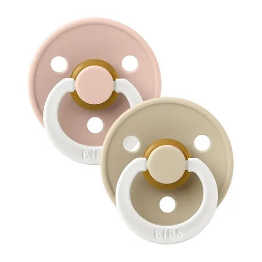 BIBS Glow-in-the-Dark Schnuller – Symmetrisch – 2er-Pack – 0–6 Monate – Blush/Vanille – Größe 1