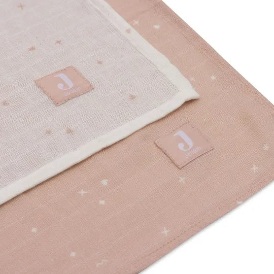 Jollein Twinkling Large Multituch Hydrophil - 2 Pack - 115 x 115 cm - Wild Rose
