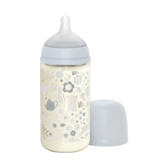 Suavinex Babyflasche Glas - SX Pro - Wonderland - Medium Flow - 240ml - Blau