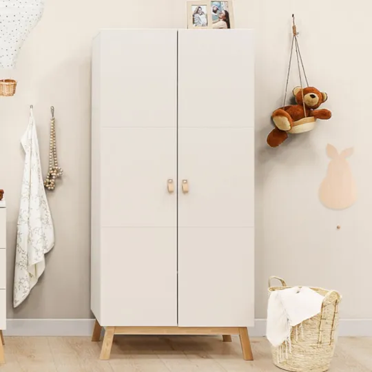 Bopita Babyzimmer Lines - Dune / Nature |  Babybett 60 x 120 cm + Kommode + 2-türiger Kleiderschrank