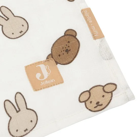 Jollein Miffy And Friends Hydrophiles Tuch - Groß - 2 Stück - 115 x 115 cm