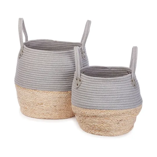 KidsDepot Kori Set Aufbewahrungskörbe Grau / Natur
