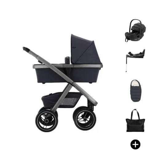 Dubatti Two E2 Kinderwagen Paket- Night Blue / Satin Gray / Black