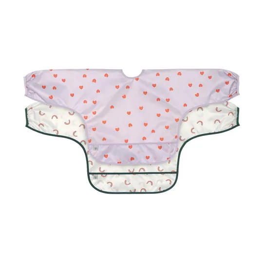 Lässig Lätzchen Langarm - Happy Rascals - Smile Heart Lavender - 2er Pack