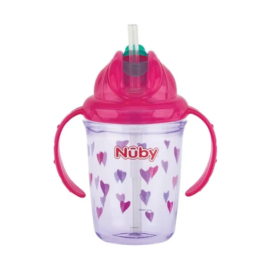 Nuby Flip-It Auslaufsicherer Becher mit Griff Rosa 240 ml