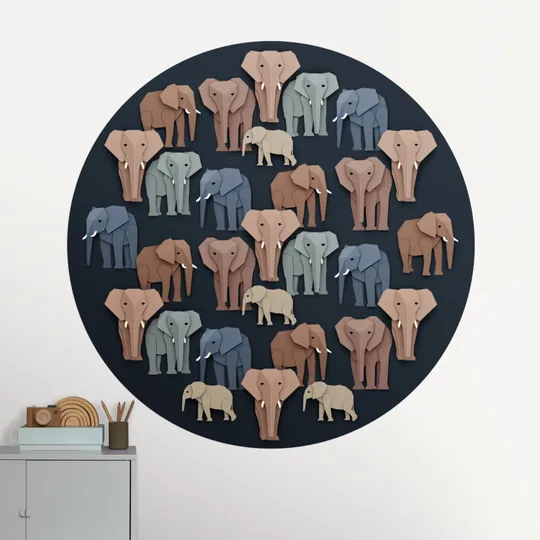 Studio Ditte Elefanten Tapete Rund - 142,5 cm