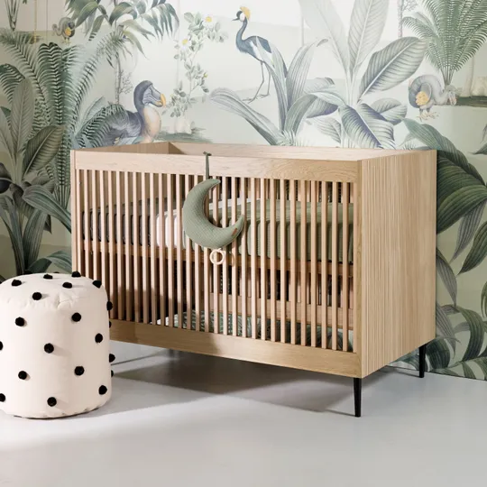 Kidsmill Levi Babybett Natur Eiche mit runden Möbelfüßen 60 x 120 cm