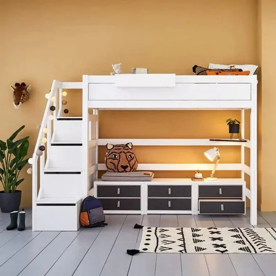 LIFETIME Kidsrooms Hochbett mit Treppenschrank – Premium