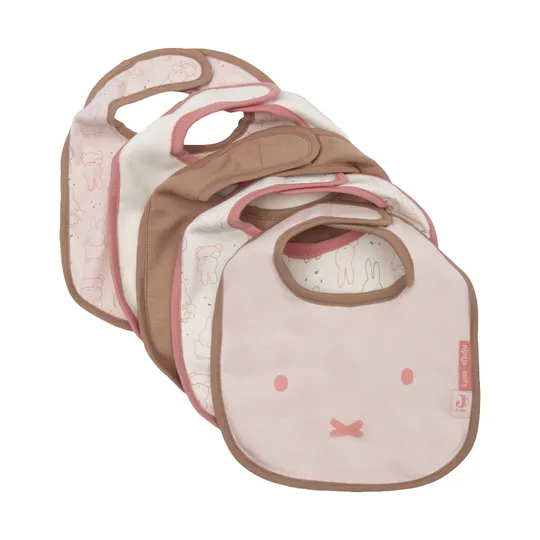 Jollein Wasserdichte Jersey-Lätzchen - Miffy Moments - 5er-Pack - Silk Rose